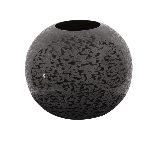 Howard Elliott Chiseled Texture Globe Vase In Glossy Iron - Unique Two-toned Design For Elegant Home Decor Black Iron 35221-howard-elliott