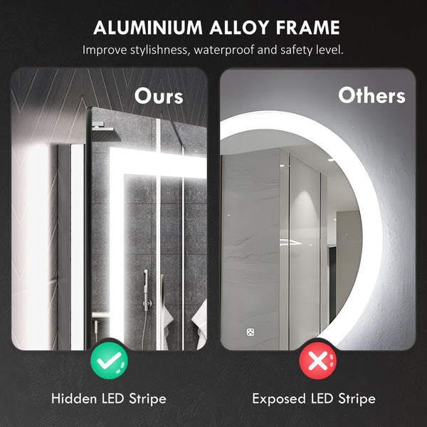 English Elm Homcom Led Vanity Mirror With Dual Lighting, Anti-Fog, Dimmable Color Control & Smart Features W2225P229189