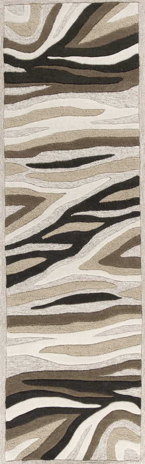 Homeroots 2' X 7' Natural Abstract Waves Wool Runner Rug  Wool 352300