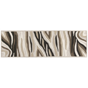 Homeroots 2' X 7' Natural Abstract Waves Wool Runner Rug  Wool 352300