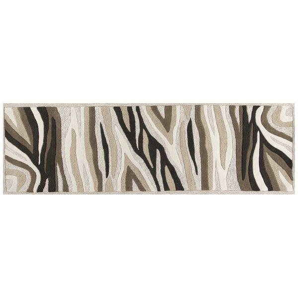 Homeroots 2' X 7' Natural Abstract Waves Wool Runner Rug  Wool 352300