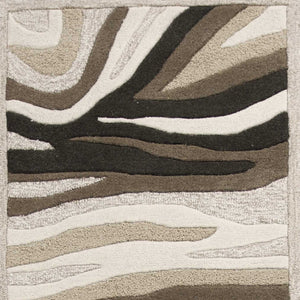 Homeroots 2' X 7' Natural Abstract Waves Wool Runner Rug  Wool 352300