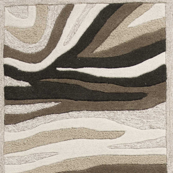Homeroots 2' X 7' Natural Abstract Waves Wool Runner Rug  Wool 352300