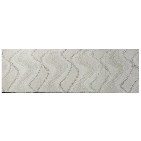 HomeRoots 7' Ivory and Gray Abstract Wool Runner Rug - Hand-Tufted, Soft Texture, Perfect for Hallways & Entryways 7' Runner 352302