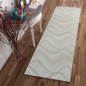 HomeRoots 7' Ivory and Gray Abstract Wool Runner Rug - Hand-Tufted, Soft Texture, Perfect for Hallways & Entryways 7' Runner 352302
