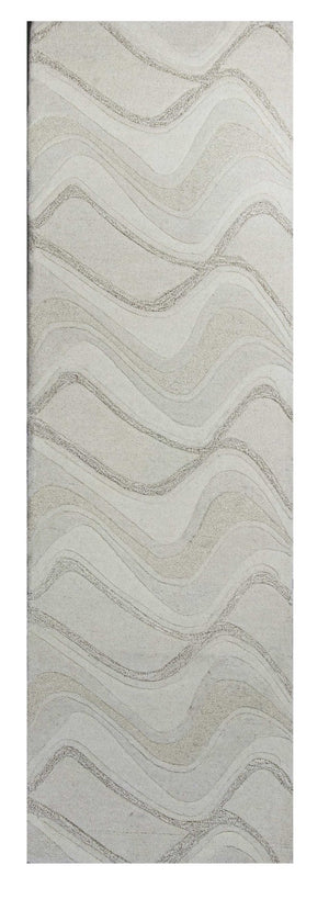 HomeRoots 7' Ivory and Gray Abstract Wool Runner Rug - Hand-Tufted, Soft Texture, Perfect for Hallways & Entryways 7' Runner 352302