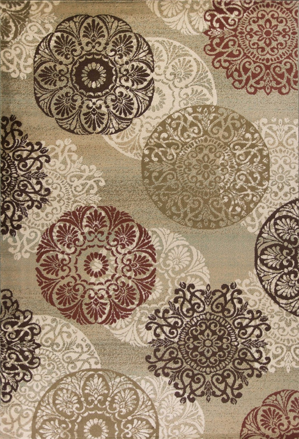 HomeRoots 5' Sage Brown and Ivory Floral Medallion Area Rug - Timeless Elegance for Your Home Décor 5' X 8' 352306
