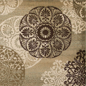 HomeRoots 5' Sage Brown and Ivory Floral Medallion Area Rug - Timeless Elegance for Your Home Décor 5' X 8' 352306