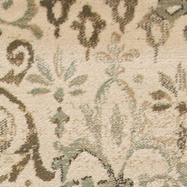 HomeRoots 5' Timeless Ivory and Brown Floral Medallion Area Rug for Elegant Living Spaces and Durability 5' X 8' 352307
