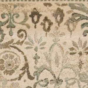 HomeRoots 5' Timeless Ivory and Brown Floral Medallion Area Rug for Elegant Living Spaces and Durability 5' X 8' 352307