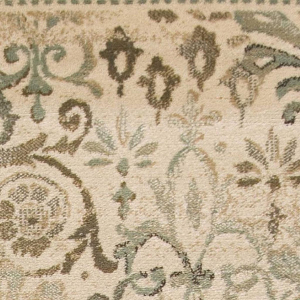 HomeRoots 5' Timeless Ivory and Brown Floral Medallion Area Rug for Elegant Living Spaces and Durability 5' X 8' 352307