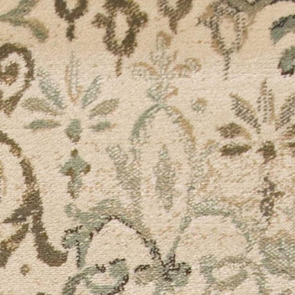 HomeRoots 5' Timeless Ivory and Brown Floral Medallion Area Rug for Elegant Living Spaces and Durability 5' X 8' 352307