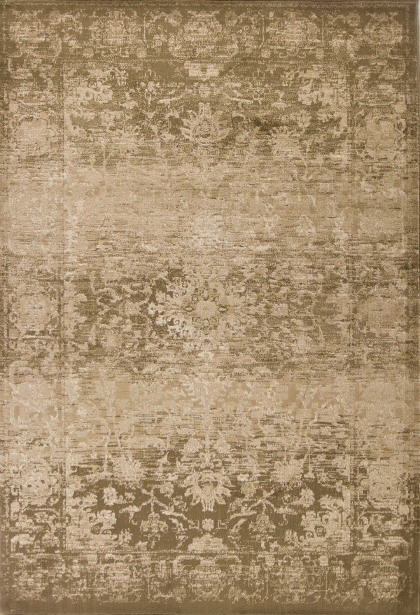 HomeRoots 5' Elegant Beige and Tan Floral Medallion Distressed Area Rug for a Cozy, Inviting Home Space 5' X 8' 352308