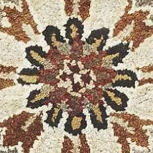 HomeRoots 8' Timeless Gray Brown Ivory Floral Medallion Hand-Tufted Area Rug in New Zealand Lambs Wool 7' Runner 352309