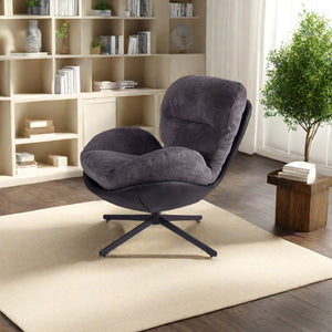 English Elm Christopher Knight Home® - 360° Swivel Office Chair Chenille and Faux Leather Accent with Metal Base, Ergonomic Plush Seating for Home and Office Black,Dark Gray N817P205024H