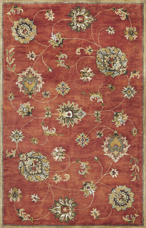 Homeroots 3' X 5' Sienna Orange Hand Tufted Wool Traditional Floral Indoor Area Rug  Wool 352320