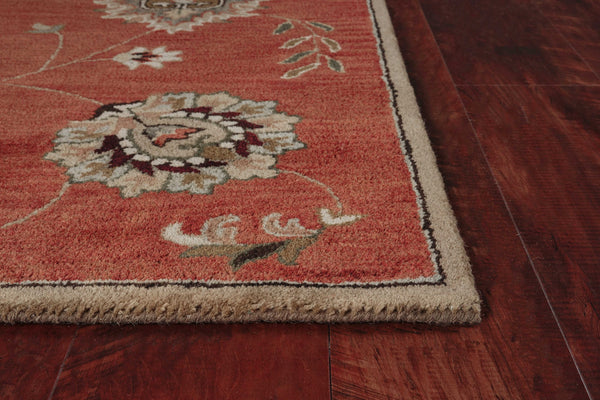 Homeroots 3' X 5' Sienna Orange Hand Tufted Wool Traditional Floral Indoor Area Rug  Wool 352320