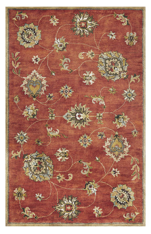 Homeroots 3' X 5' Sienna Orange Hand Tufted Wool Traditional Floral Indoor Area Rug  Wool 352320