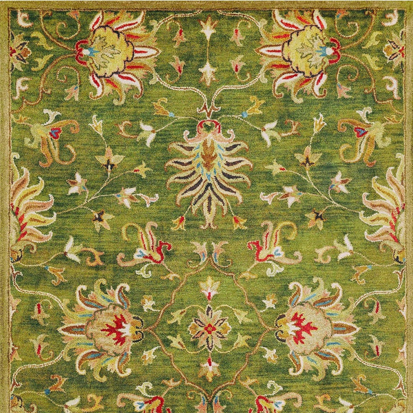 Homeroots 3' X 5' Green New Zealand Lambs Wool Floral Hand Tufted Area Rug  New Zealand Lambs Wool 352322