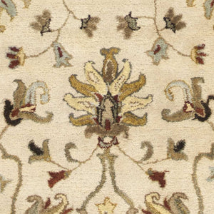 Homeroots 8' Champagne Wool Floral Handmade Runner Rug  Wool 352323