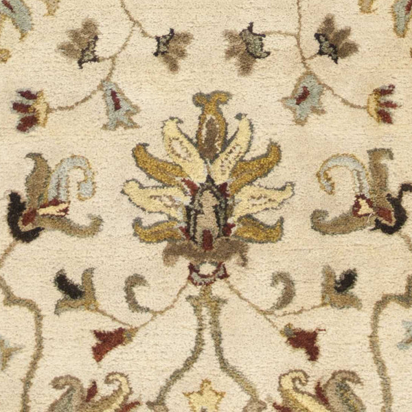 Homeroots 8' Champagne Wool Floral Handmade Runner Rug  Wool 352323