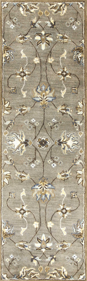 HomeRoots 8' Hand-Tufted Wool Floral Area Rug in Gray, Ivory & Brown - Elegant Design for Timeless Décor 7' Runner 352326