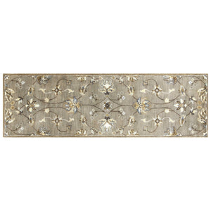 HomeRoots 8' Hand-Tufted Wool Floral Area Rug in Gray, Ivory & Brown - Elegant Design for Timeless Décor 7' Runner 352326
