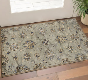 HomeRoots 8' Hand-Tufted Wool Floral Area Rug in Gray, Ivory & Brown - Elegant Design for Timeless Décor 3' X 5' 352327