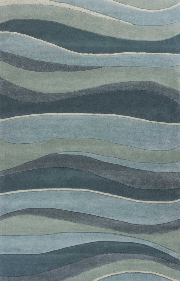 HomeRoots 3'' Hand-Tufted Wool Area Rug in Blue Gray & Ivory - Modern Abstract Design for Any Space 3' X 5' 352348