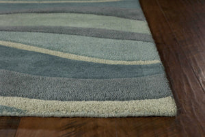 HomeRoots 3'' Hand-Tufted Wool Area Rug in Blue Gray & Ivory - Modern Abstract Design for Any Space 3' X 5' 352348