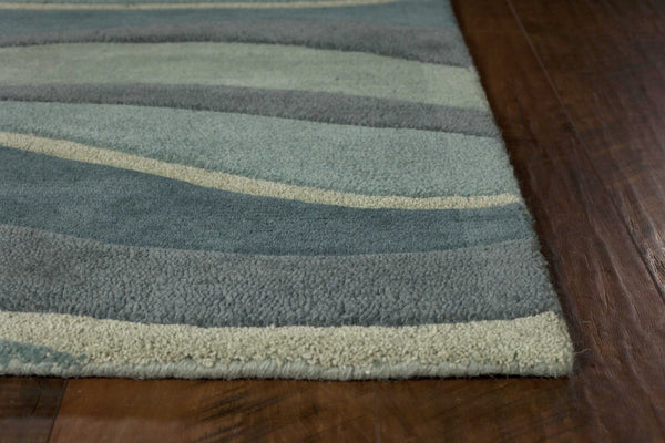 HomeRoots 3'' Hand-Tufted Wool Area Rug in Blue Gray & Ivory - Modern Abstract Design for Any Space 3' X 5' 352348