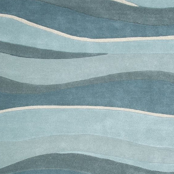 HomeRoots 3'' Hand-Tufted Wool Area Rug in Blue Gray & Ivory - Modern Abstract Design for Any Space 3' X 5' 352348