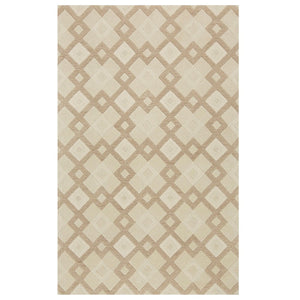 HomeRoots 3'' Ivory and Brown Geometric Wool Area Rug – Handcrafted Plush Comfort for Modern Home Décor 3' X 5' 352349