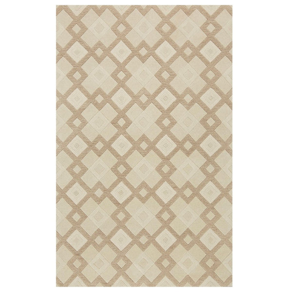 HomeRoots 3'' Ivory and Brown Geometric Wool Area Rug – Handcrafted Plush Comfort for Modern Home Décor 3' X 5' 352349