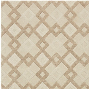 HomeRoots 3'' Ivory and Brown Geometric Wool Area Rug – Handcrafted Plush Comfort for Modern Home Décor 3' X 5' 352349