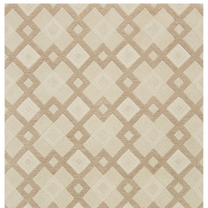 HomeRoots 3'' Ivory and Brown Geometric Wool Area Rug – Handcrafted Plush Comfort for Modern Home Décor 3' X 5' 352349