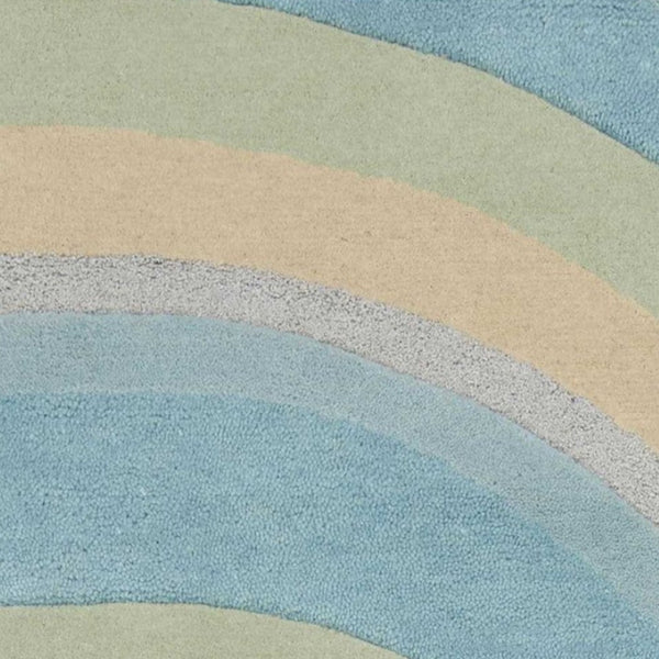 HomeRoots 3' Abstract Hand-Tufted Wool Area Rug in Blue, Beige, and Green - Cozy Modern Decor for Small Spaces 3' X 5' 352350
