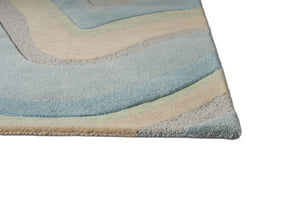 HomeRoots 3' Abstract Hand-Tufted Wool Area Rug in Blue, Beige, and Green - Cozy Modern Decor for Small Spaces 3' X 5' 352350