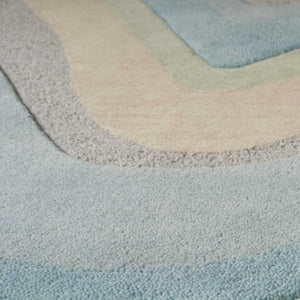 HomeRoots 3' Abstract Hand-Tufted Wool Area Rug in Blue, Beige, and Green - Cozy Modern Decor for Small Spaces 3' X 5' 352350