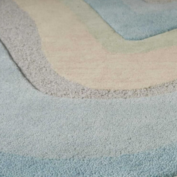 HomeRoots 3' Abstract Hand-Tufted Wool Area Rug in Blue, Beige, and Green - Cozy Modern Decor for Small Spaces 3' X 5' 352350