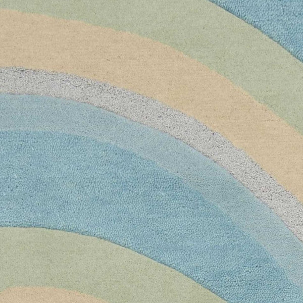 HomeRoots 3' Abstract Hand-Tufted Wool Area Rug in Blue, Beige, and Green - Cozy Modern Decor for Small Spaces 3' X 5' 352350