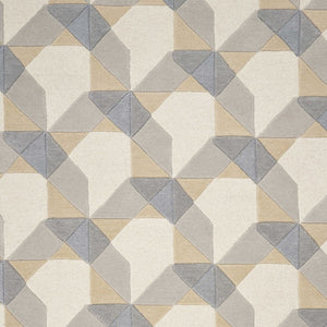 HomeRoots 3'' Ivory Gray and Cream Wool Geometric Area Rug - Soft, Modern Elegance for Any Space 3' X 5' 352351