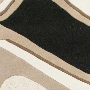 HomeRoots 8' Hand-Tufted Beige and Black Wool Abstract Area Rug - Elevate Your Space with Modern Comfort 3' x 5' 352354
