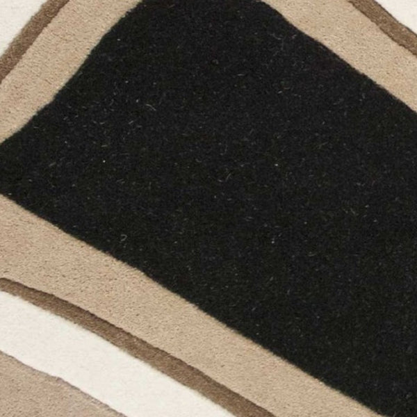 HomeRoots 8' Hand-Tufted Beige and Black Wool Abstract Area Rug - Elevate Your Space with Modern Comfort 3' x 5' 352354