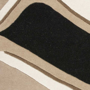 HomeRoots 8' Hand-Tufted Beige and Black Wool Abstract Area Rug - Elevate Your Space with Modern Comfort 3' x 5' 352354