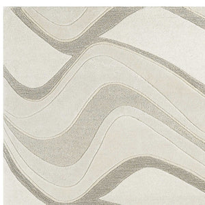HomeRoots 7' Ivory and Gray Abstract Wool Runner Rug - Hand-Tufted, Soft Texture, Perfect for Hallways & Entryways 3' X 5' 352358