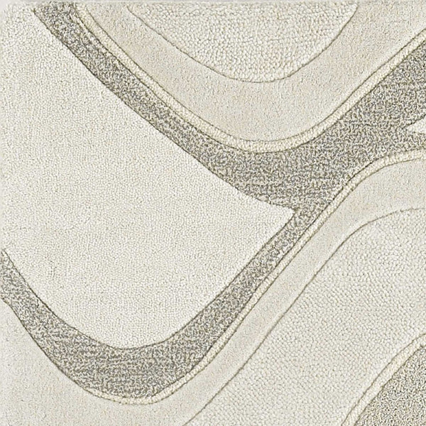 HomeRoots 7' Ivory and Gray Abstract Wool Runner Rug - Hand-Tufted, Soft Texture, Perfect for Hallways & Entryways 3' X 5' 352358