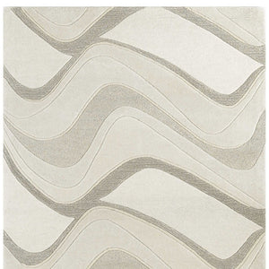 HomeRoots 7' Ivory and Gray Abstract Wool Runner Rug - Hand-Tufted, Soft Texture, Perfect for Hallways & Entryways 3' X 5' 352358