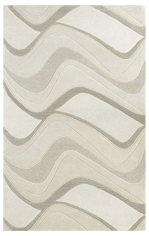 HomeRoots 7' Ivory and Gray Abstract Wool Runner Rug - Hand-Tufted, Soft Texture, Perfect for Hallways & Entryways 3' X 5' 352358