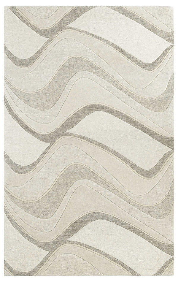 HomeRoots 7' Ivory and Gray Abstract Wool Runner Rug - Hand-Tufted, Soft Texture, Perfect for Hallways & Entryways 3' X 5' 352358